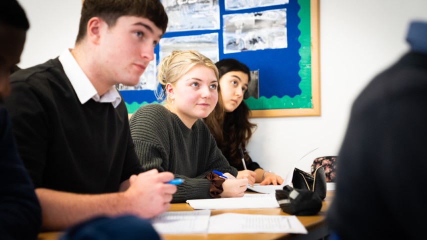 Pupils and teacher outside